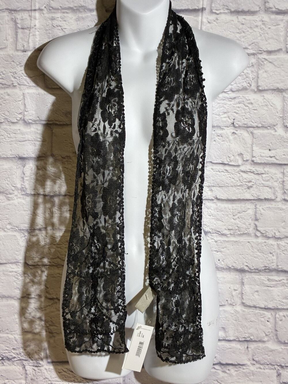 NWT Echo Black Floral Lace Scarf Sheer Evening Wrap Shawl 56”